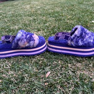 UGG woman Fluffy Purple and Blue Slippers